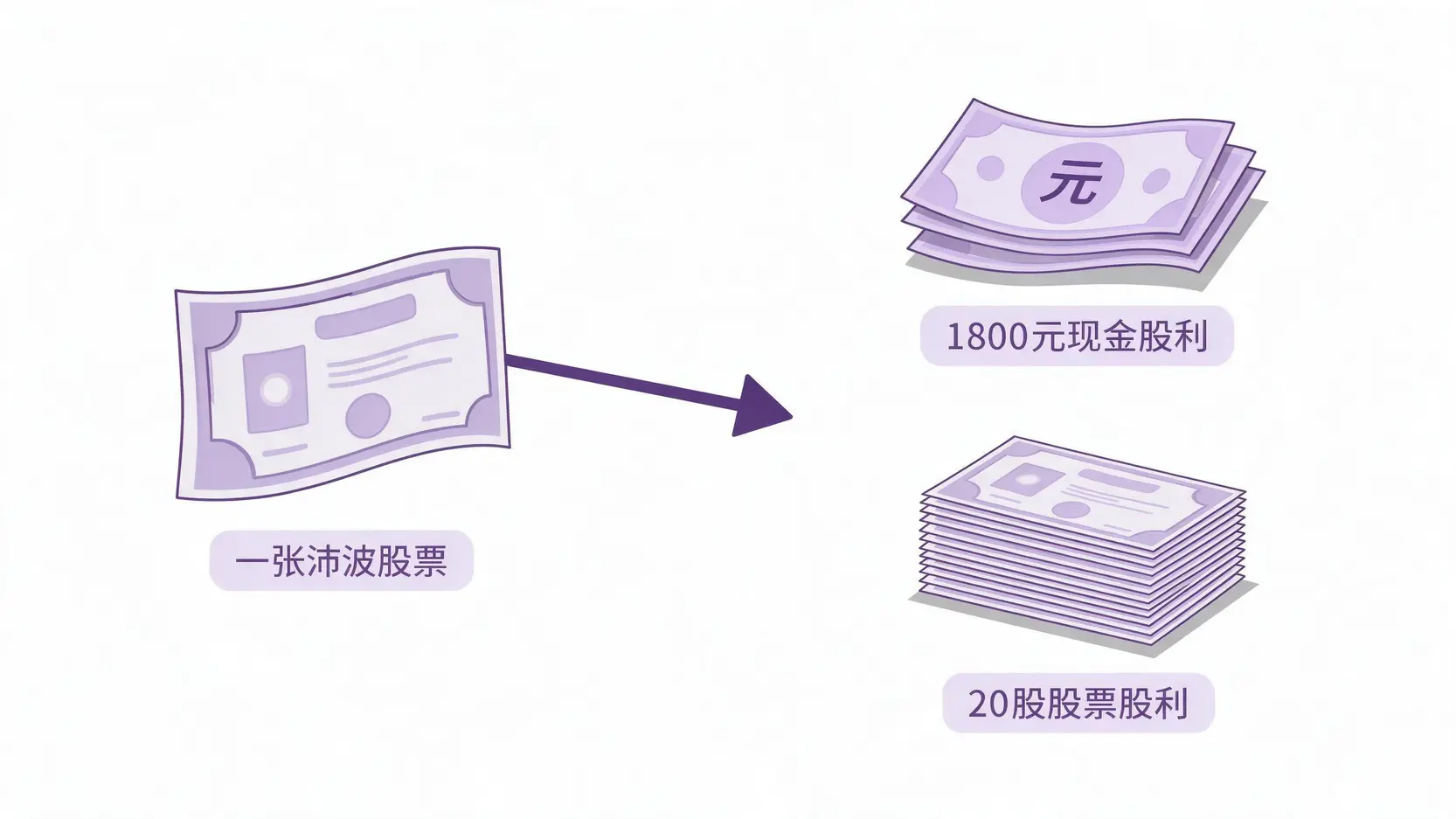 一张沛波股票所能获得的现金股利与股票股利示意图。